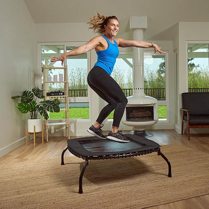 Sunny Health & Fitness Springless Mini Fitness Trampoline ??Premium Adjustable Bungee-Style