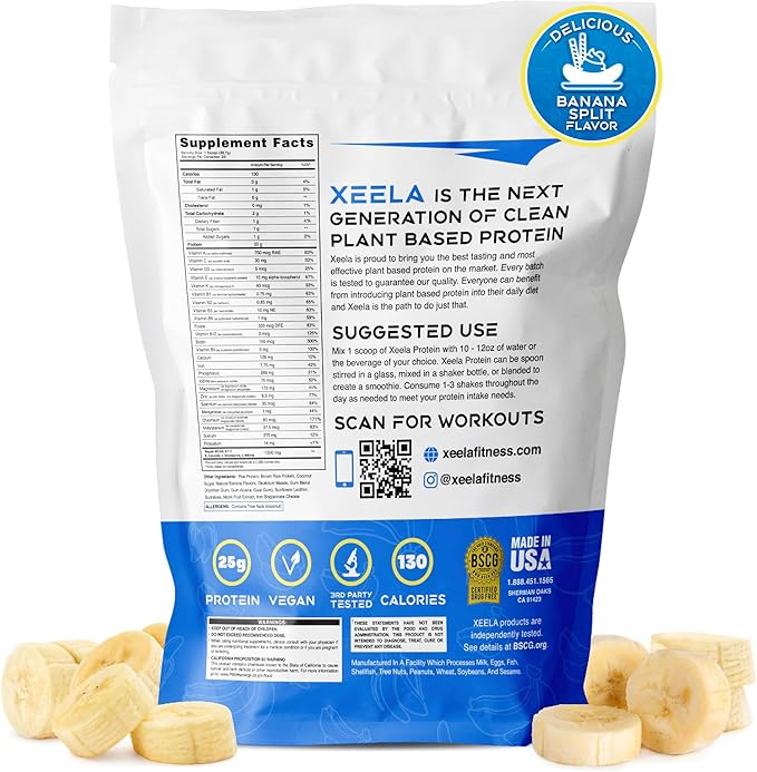 XEELA Plant Based Vegan Protein Powder - Independently Tested - 25g High Protein, Pea Protein for