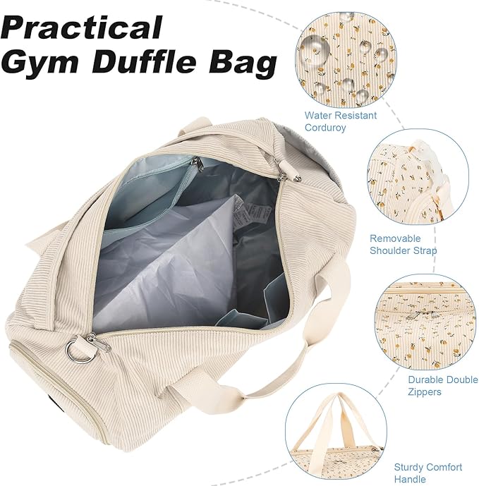 Duffle Bag for Gym Sports Women Girls Workout Travel Bag Weekender with Shoe Compartment and Wet