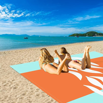 Beach Blanket Waterproof Sandproof, 78”x 86” Outdoor Beach Mat for 1-4 Adults, Quick Drying