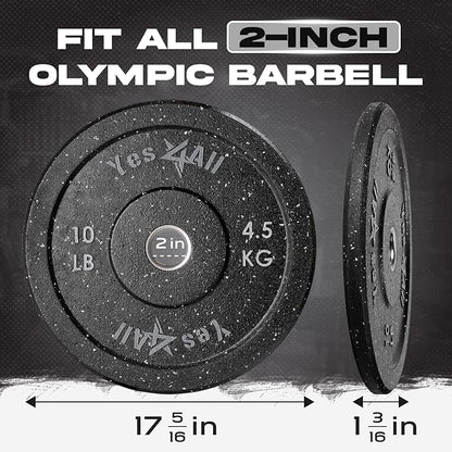 Yes4All 2" Bumper Plate, 10-190 LB Olympic Rubber Weight Plate with Steel Hub for WeightLifting