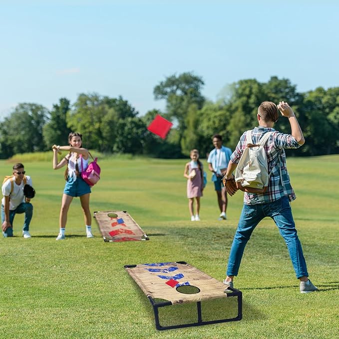 Portable PVC Framed Cornhole Game Set with 2 Collapsible Cornhole Boards, 8 Bean Bags and Carrying