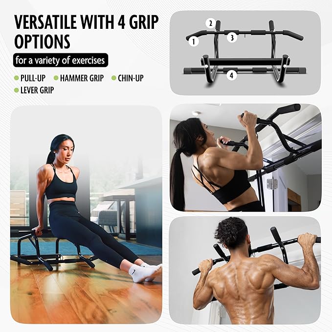 DMoose Fitness Pull Up Bar for Doorway - Upto 250 Lbs Capacity, No Screwing or Slipping, Hanging