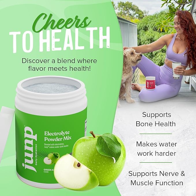 JUNP Electrolytes Powder No Sugar No Carbs, Mouthwatering Green Apple Keto Electrolyte Drink Mix