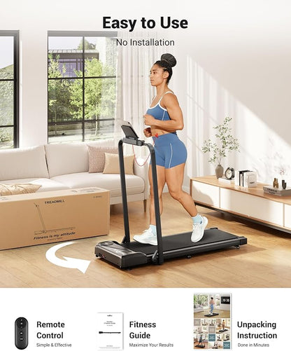 THERUN Walking Pad, 2 in 1 Foldable Treadmills for Home, 2.5HP Under Desk with Handle Bar, 16"