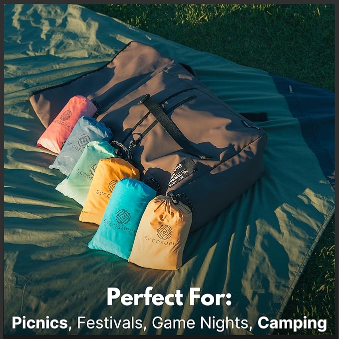 ECCOSOPHY Sand Proof Beach Blanket - Waterproof Picnic Blanket 60x55-Outdoor Compact Pocket