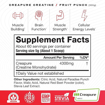 Muscle Feast Creapure Creatine Monohydrate Powder, Vegan Keto Friendly Gluten-Free Easy to Mix