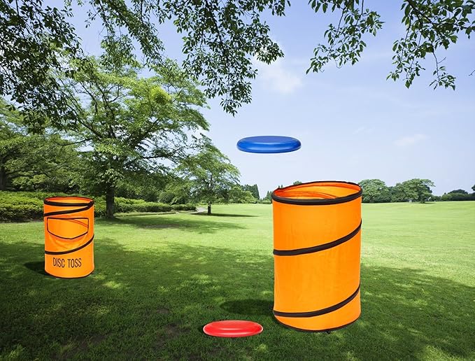 Folding Disc Toss Game Set - Flying Disc Toss Dunk Game Set - Includes 2 Disc Targets with Bean Bag