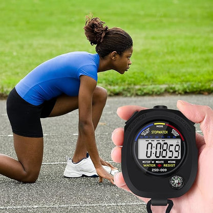 Multi-Function Electronic Digital Sport Stopwatch Timer, Large Display with Date Time and Alarm