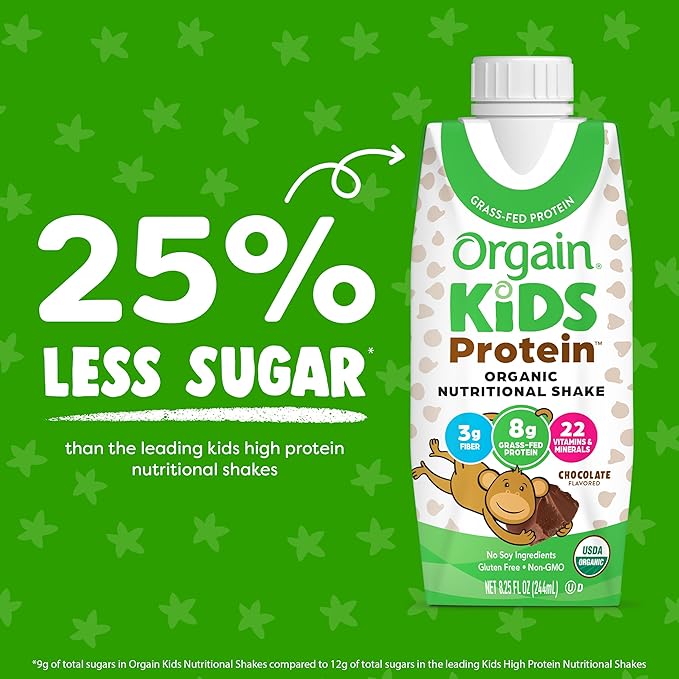 Orgain Organic Kids Protein Nutritional Shake, Chocolate - 8g of Protein, 22 Vitamins & Minerals