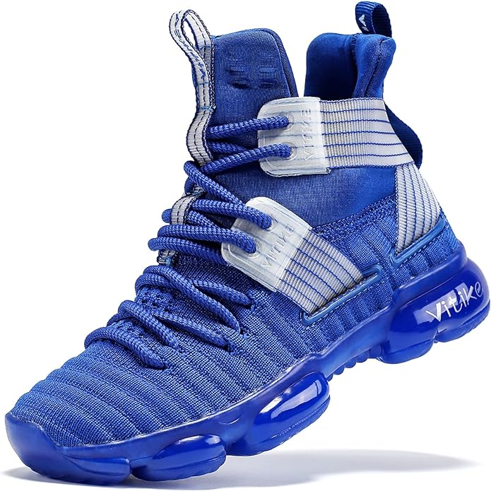 VITUOFLY Kids Basketball Shoes Boys Air Cushion Sneakers Girls Mid Top School Hoops Shoes Non-Slip