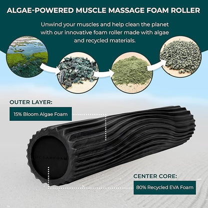 Oceanfoam Soft Tidal Roller (Black & Charcoal Marbled) - Low Density Foam Roller for Physical