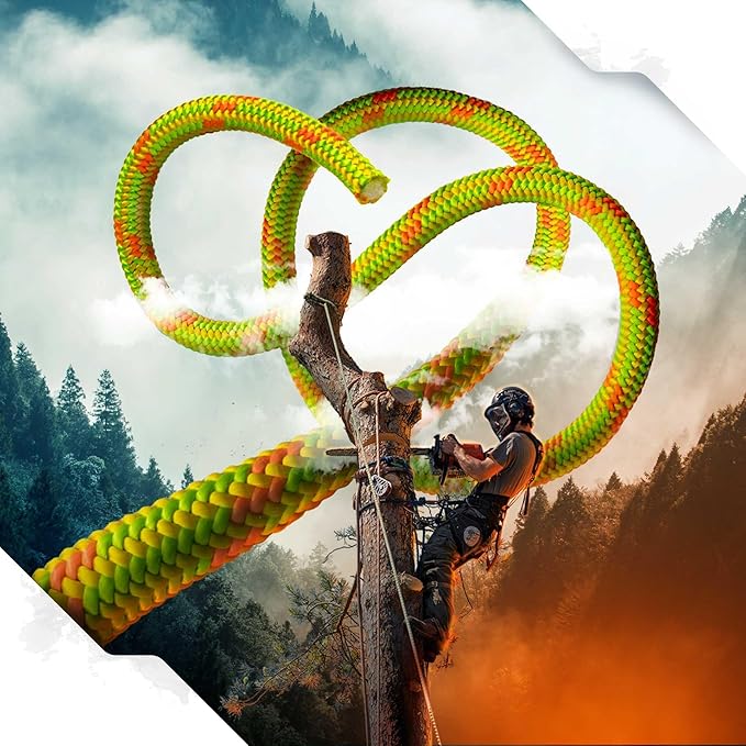 Pelican Rope Arborist Rope 11.8mm x 150Ft, USA Made High-Strength 24-Strands Static Climbing Rope