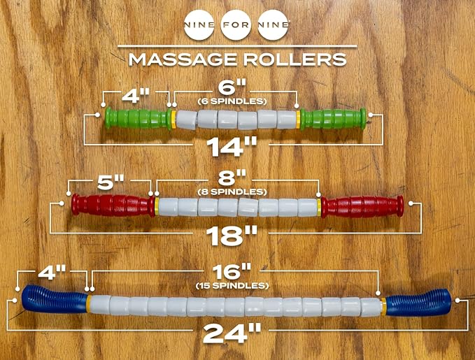 Massage Stick 14" Flexible Handheld Spindle Massage Roller - Full Body Muscle Recovery & Myofascial