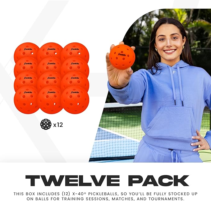 Franklin Sports X-40 Outdoor Pickleballs - Official Ball of USA Pickleball, APP Tour + US Open