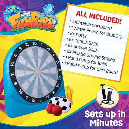 Flybar FunPark Giant Inflatable Dartboard Game for Kids – Outdoor Target Toy with Velcro Darts &