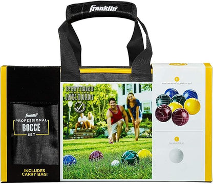 Franklin Sports Bocce Ball Set — 8 All Weather Bocce Balls and 1 Pallino — Beach, Backyard Lawn or