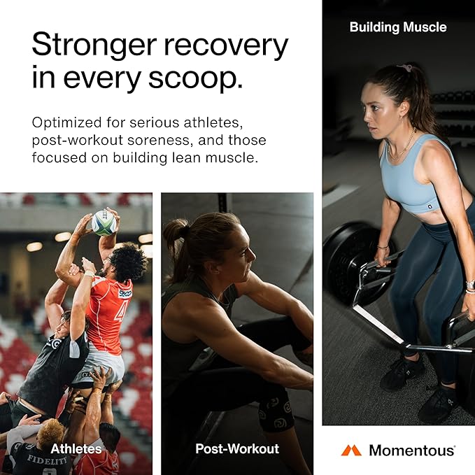 Momentous Recovery Grass-Fed Whey Protein Powder - 20 g Post-Workout Whey Isolate Protein - NSF