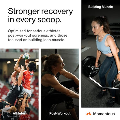 Momentous Recovery Grass-Fed Whey Protein Powder - 20 g Post-Workout Whey Isolate Protein - NSF