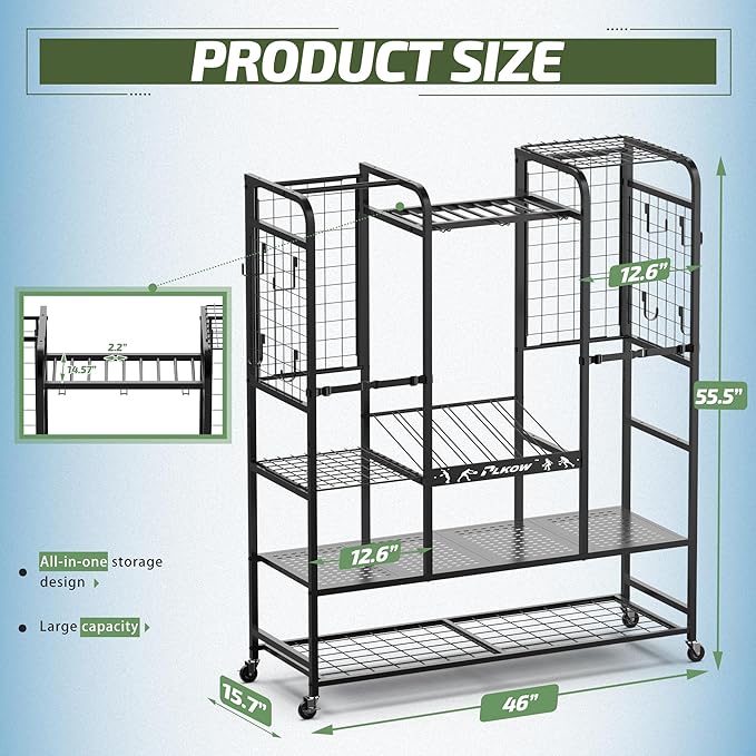 PLKOW Tennis Bag Organizer Tennis Racket Storage Rack, Tennis Equipment Holder for Bags, Balls