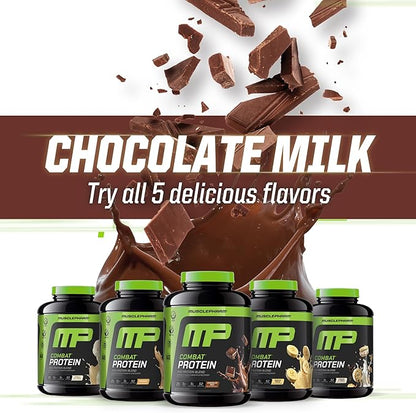 MusclePharm Combat Protein Powder, Chocolate Milk Flavor, Fuels Muscles for Productive Workouts, 5