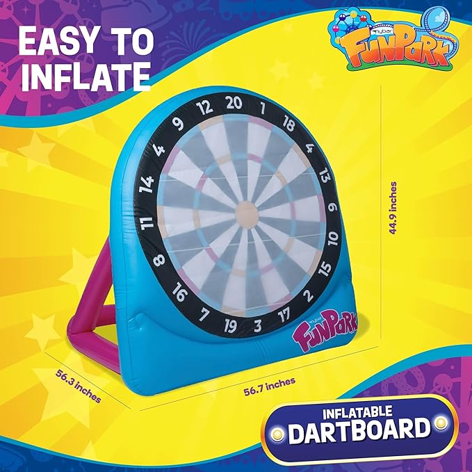 Flybar FunPark Giant Inflatable Dartboard Game for Kids – Outdoor Target Toy with Velcro Darts &