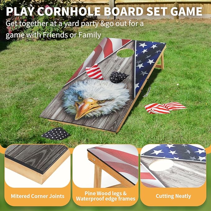 Cornhole Set, Corn Holes Outdoor Game, Regulation 2X4 Cornhole Boards, Portable Cornhole Set
