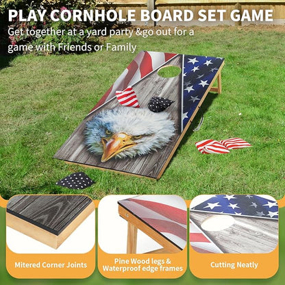 Cornhole Set, Corn Holes Outdoor Game, Regulation 2X4 Cornhole Boards, Portable Cornhole Set