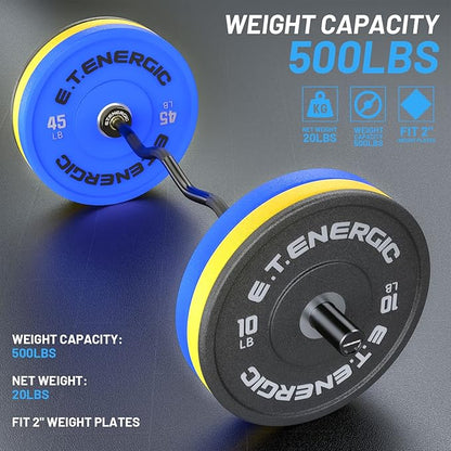47" Olympic EZ Curl Bar 500-lbs Capacity Steel Barbell Suitable for 2" Weight Plates, 2-Inch Curl