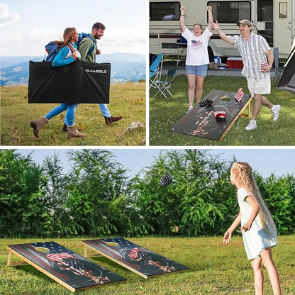 Cornhole Set, Corn Holes Outdoor Game, Regulation 2X4 Cornhole Boards, Portable Cornhole Set