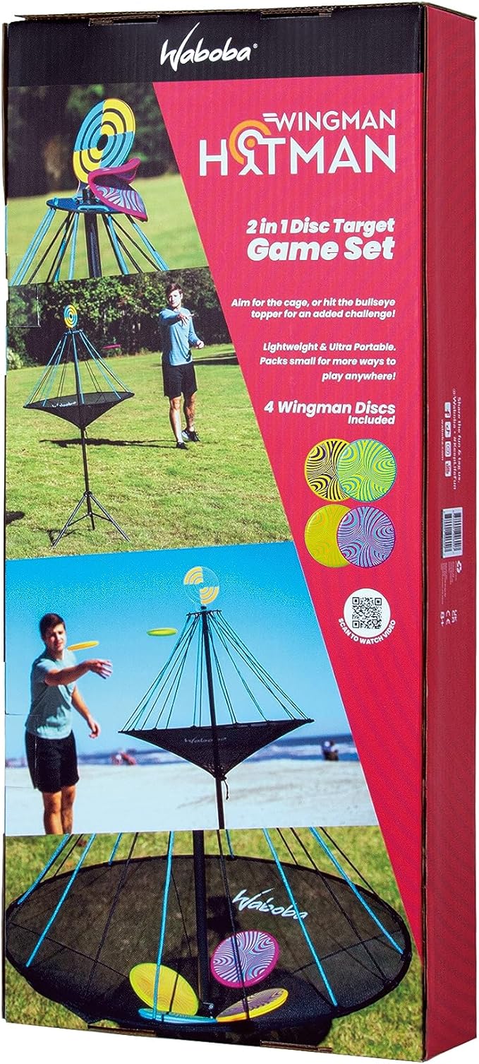 Waboba Hitman Flying Disc Target Game, 2 in 1 Foldable Throwing Garden Game with 4 Silicone Wingman