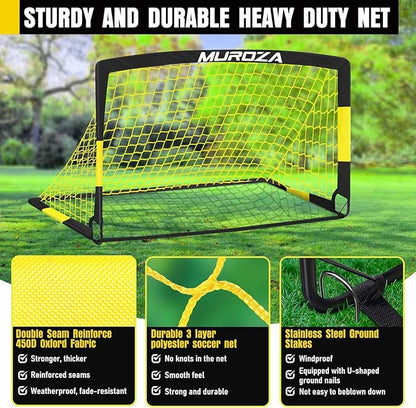Soccer Goal, Kids Soccer Goals for Backyard Set, 2 Pack of Portable Pop Up Soccer Net with Soccer