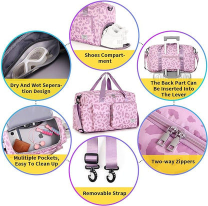 FIORETTO Women's Gym Duffle Bag with Shoes Compartment, 37L Capacity, Ideal for Travel, Gym