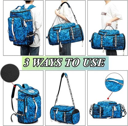 Gym Duffle Bag Backpack with Shoe Compartment,4 ways Travel Backpack for Women and