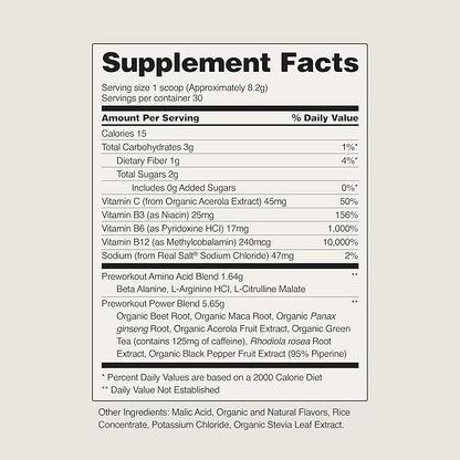 Snap Supplements Pre Workout Beet Root Powder, Nitric Oxide Supplement Preworkout for Men and Women