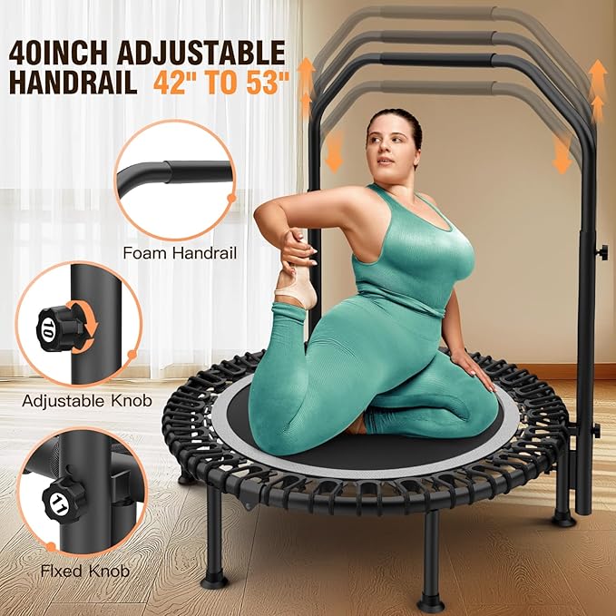 ANCHEER 40" Foldable Mini Trampoline,Max Load 450lbs/550lbs Indoor Trampoline,with 4 Level