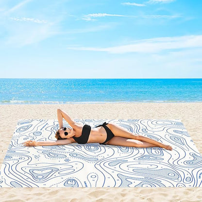 Beach Blanket Sandproof, 78''×86'' Large Waterproof Sand Free Beach Mat for 4 Adults, Big Compact