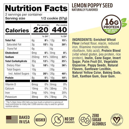Lenny & Larry's The Complete Cookie, Lemon Poppy Seed, Soft Baked, 16g Plant Protein, Vegan