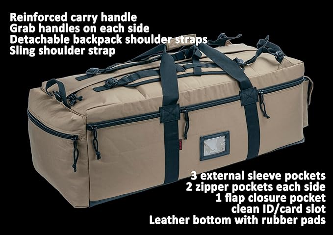 Large Military Duffle Bag Tactical Gear Load Out Bag Deployment Cargo Bag Travel Sports Equipment