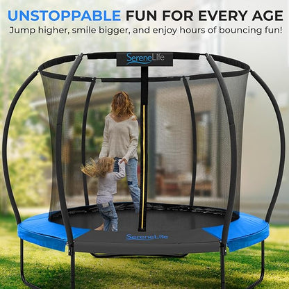 SereneLife 8FT 10FT 12FT 14FT Outdoor Trampoline for Kids and Adults – ASTM Certified Heavy-Duty