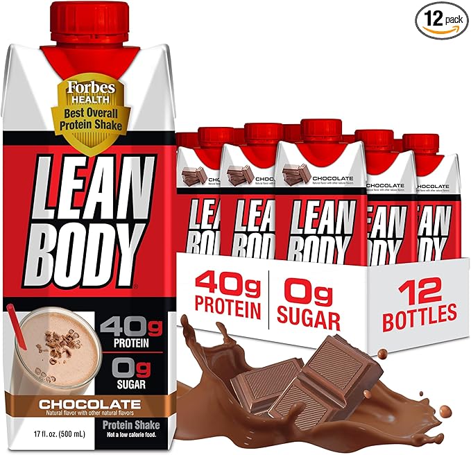 Lean Body Ready-to-Drink Chocolate Protein Shake, 40g Protein, Whey Blend, 0 Sugar, Gluten Free, 22