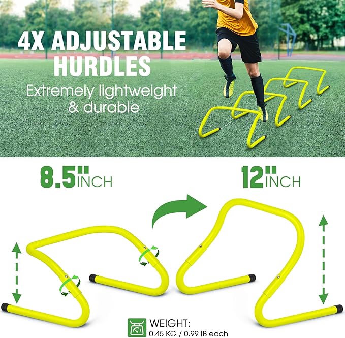 Agility Ladder Speed Training Equipment Set-20ft Agility Ladder,12 Soccer Cones,4 Hurdles, Jump