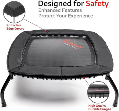 Sunny Health & Fitness Springless Mini Fitness Trampoline ??Premium Adjustable Bungee-Style