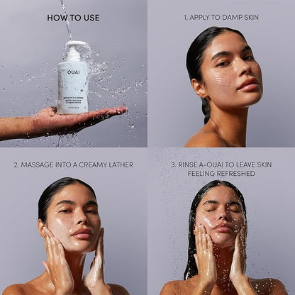 OUAI Detox Facial Cleanser - Deep Cleansing Face Wash with Glycolic Acid, Niacinamide & PHA