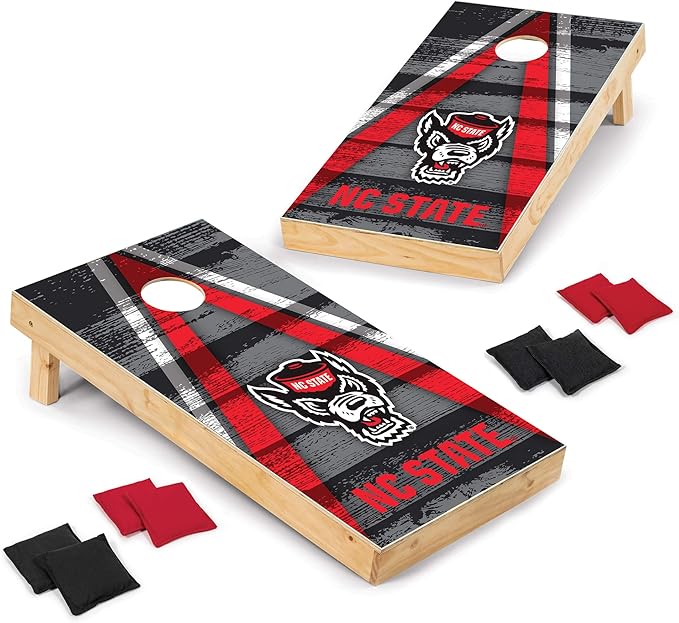 Wild Sports NCAA College 2' x 4' Wood Direct Print Tournament Cornhole Set, 8 Bean Bags, Vintage
