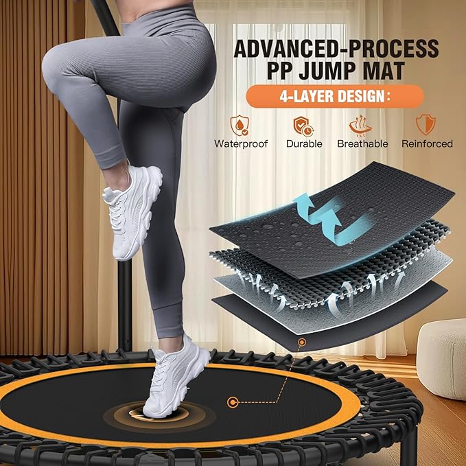 ANCHEER 40" Foldable Mini Trampoline,Max Load 450lbs/550lbs Indoor Trampoline,with 4 Level