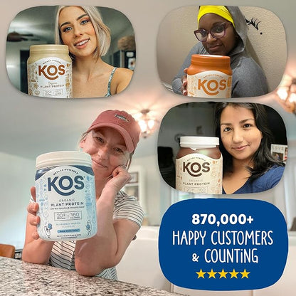 KOS Plant Based Protein Powder, Blueberry Muffin - Organic Pea Protein Superfood with Spirulina and
