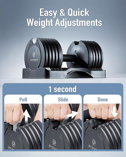 Adjustable Dumbbell – 12.5/25lb Single Unit OR Set of 2 – 5-in-1 Adjustable Weight for Home Gym