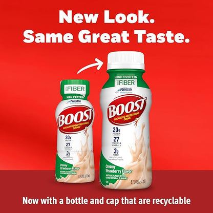 BOOST High Protein with Fiber Ready to Drink Complete Nutritional Drink, Creamy Strawberry, 8 fl oz