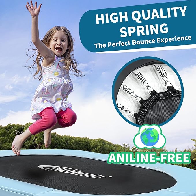 Nattork 56" Kids Trampoline Indoor, Double Trampoline with Adjustable Handle for Kids